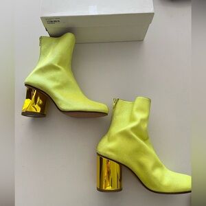Maison Margiela Crushed Heel Worn Effect Glitter Ankle Boots